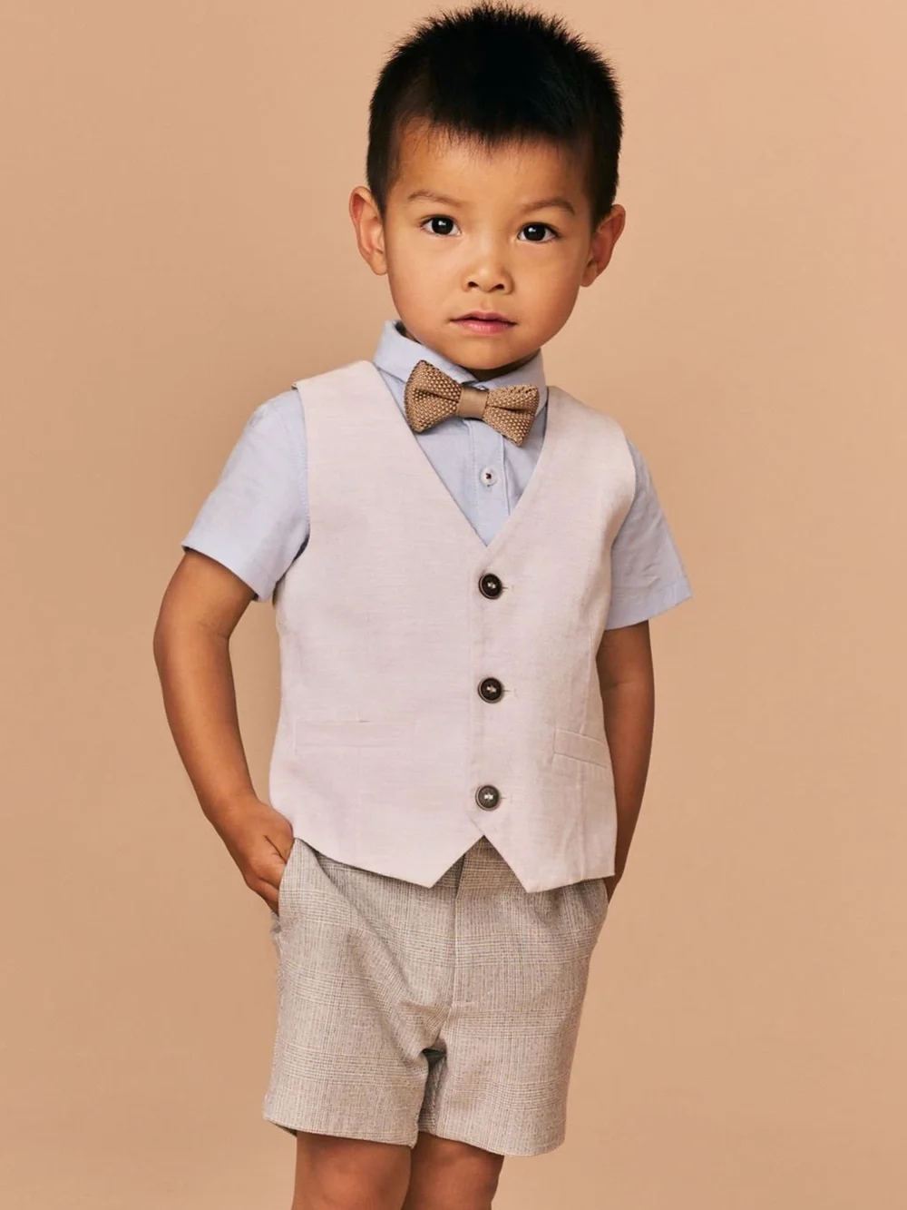 Next button up shirt with vest and shorts set